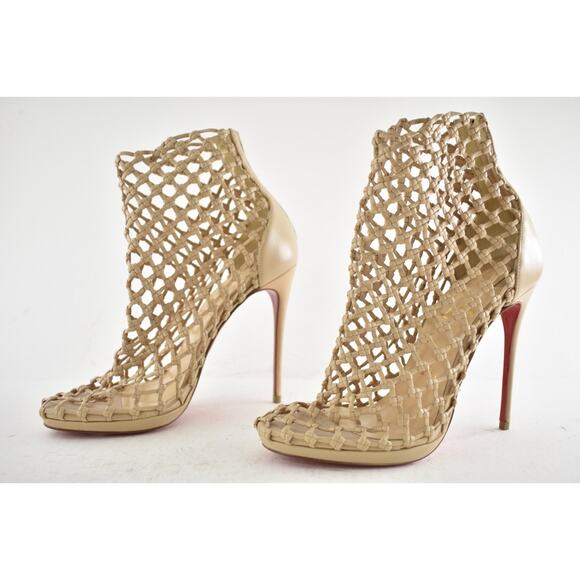 Christian Louboutin Porligat 120 Nu Nude Beige Caged Boot Bootie Heel Pump 37 - Picture 11 of 13